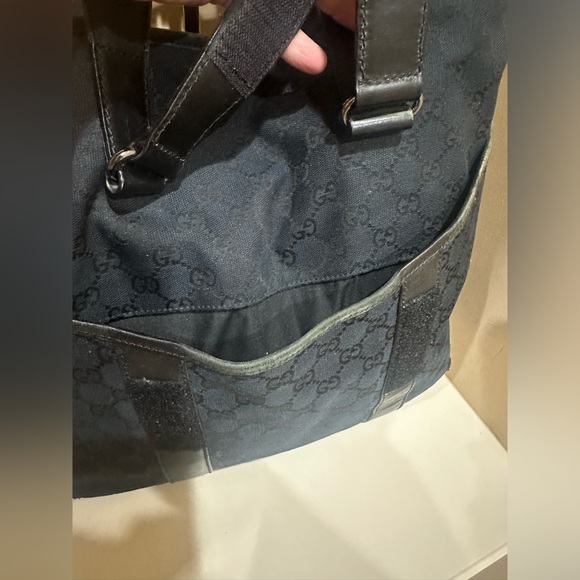 Gucci GG Webbed Black Monogram Large Tote - Picture 14 of 16